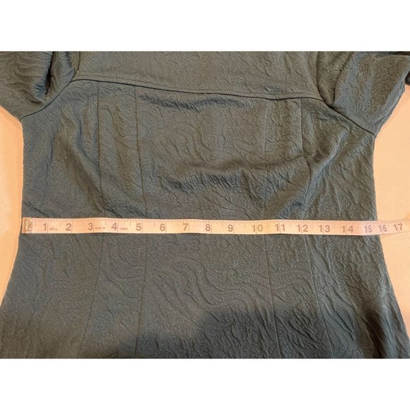 Connected Apparel Womens Fit & Flare Dress Jacquard Knit Long Sleeve Green SZ 6 - Picture 6 of 8